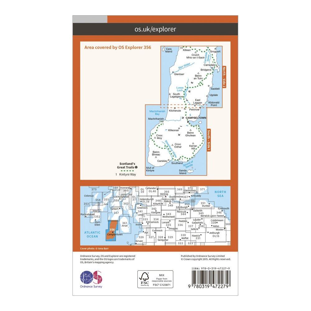 Explorer Active 356 Kintyre South Campeltown Map With Digital Version