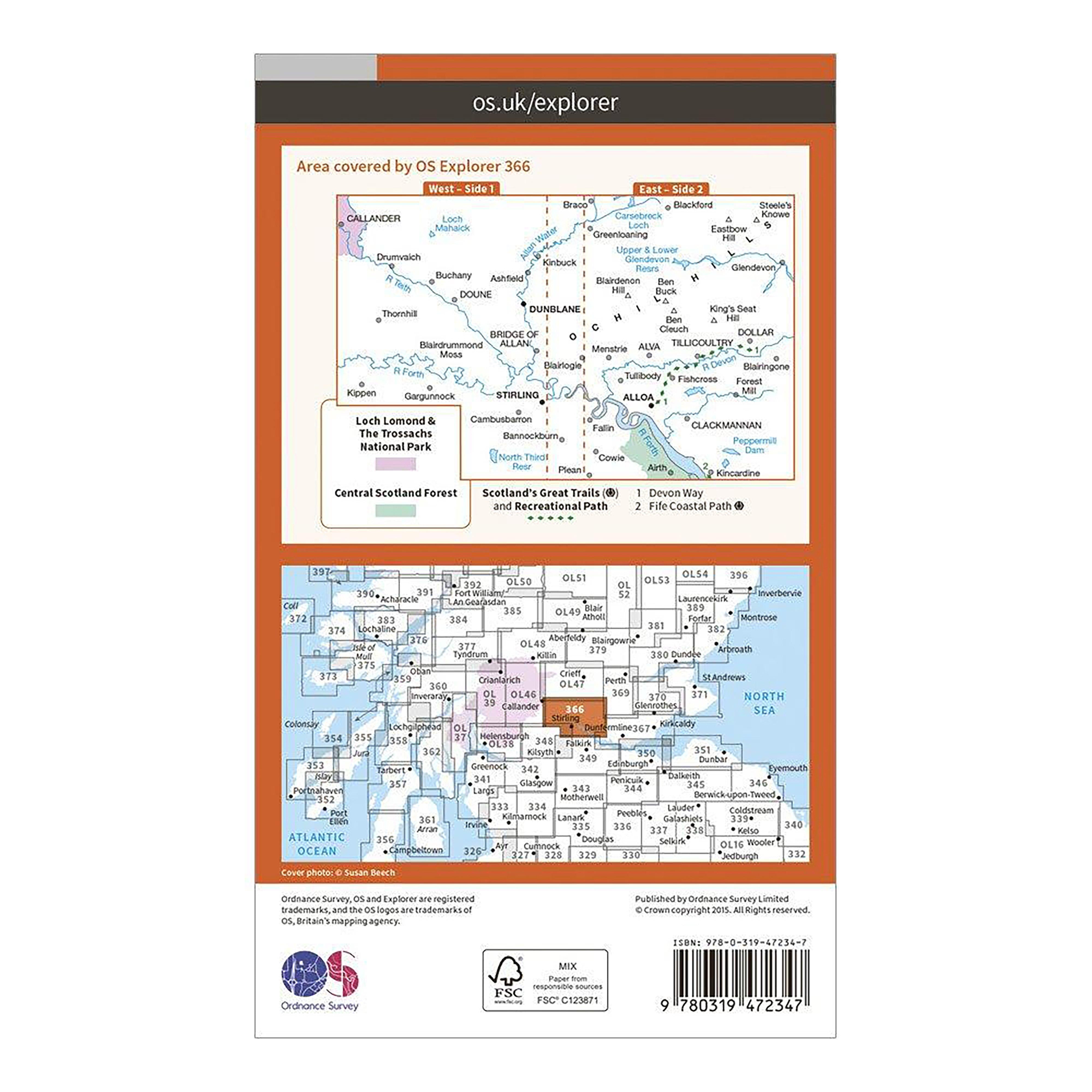 Explorer Active 366 Stirling & Ochil Hills West Map With Digital Version
