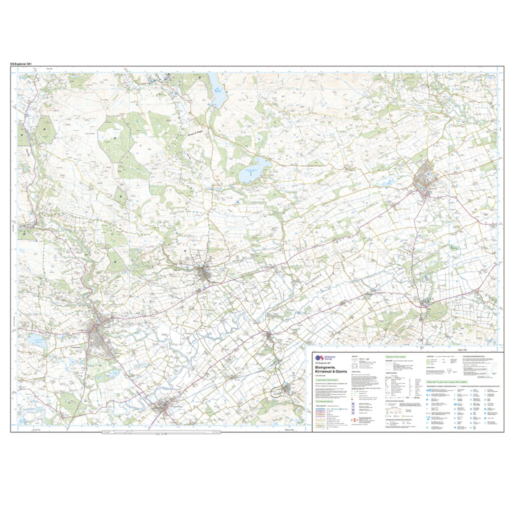 Explorer 381 Blairgowrie, Kirriemuir & Glamis Map With Digital Version