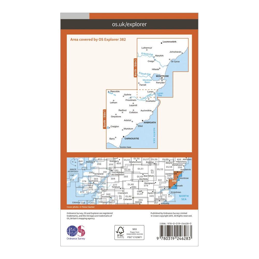Explorer 382 Arbroath, Montrose & Carnoustie Map With Digital Version