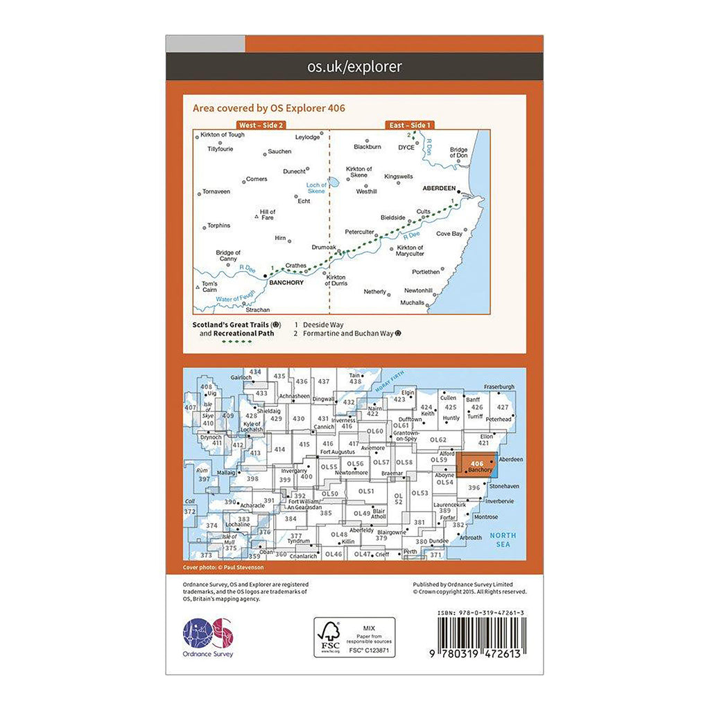 Explorer Active 406 Aberdeen & Banchory Map With Digital Version