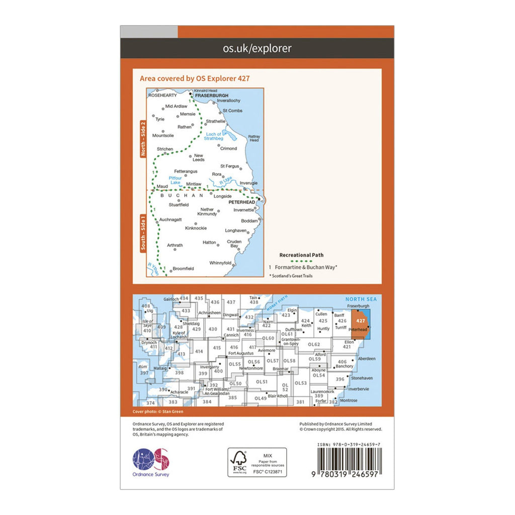 Explorer 427 Peterhead & Fraserburgh Map With Digital Version