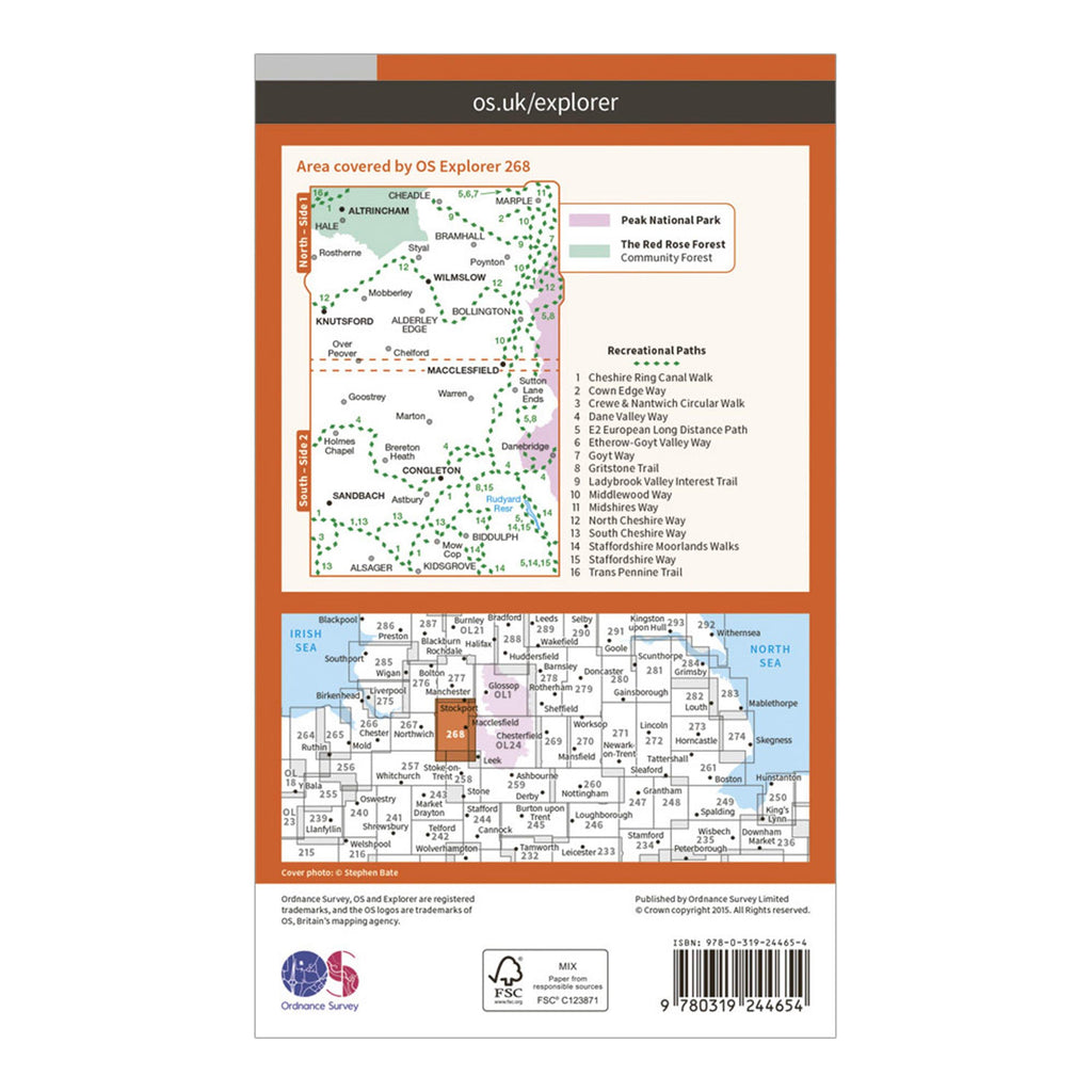 Explorer 268 Wilmslow, Macclesfield & Congleton Map With Digital Version
