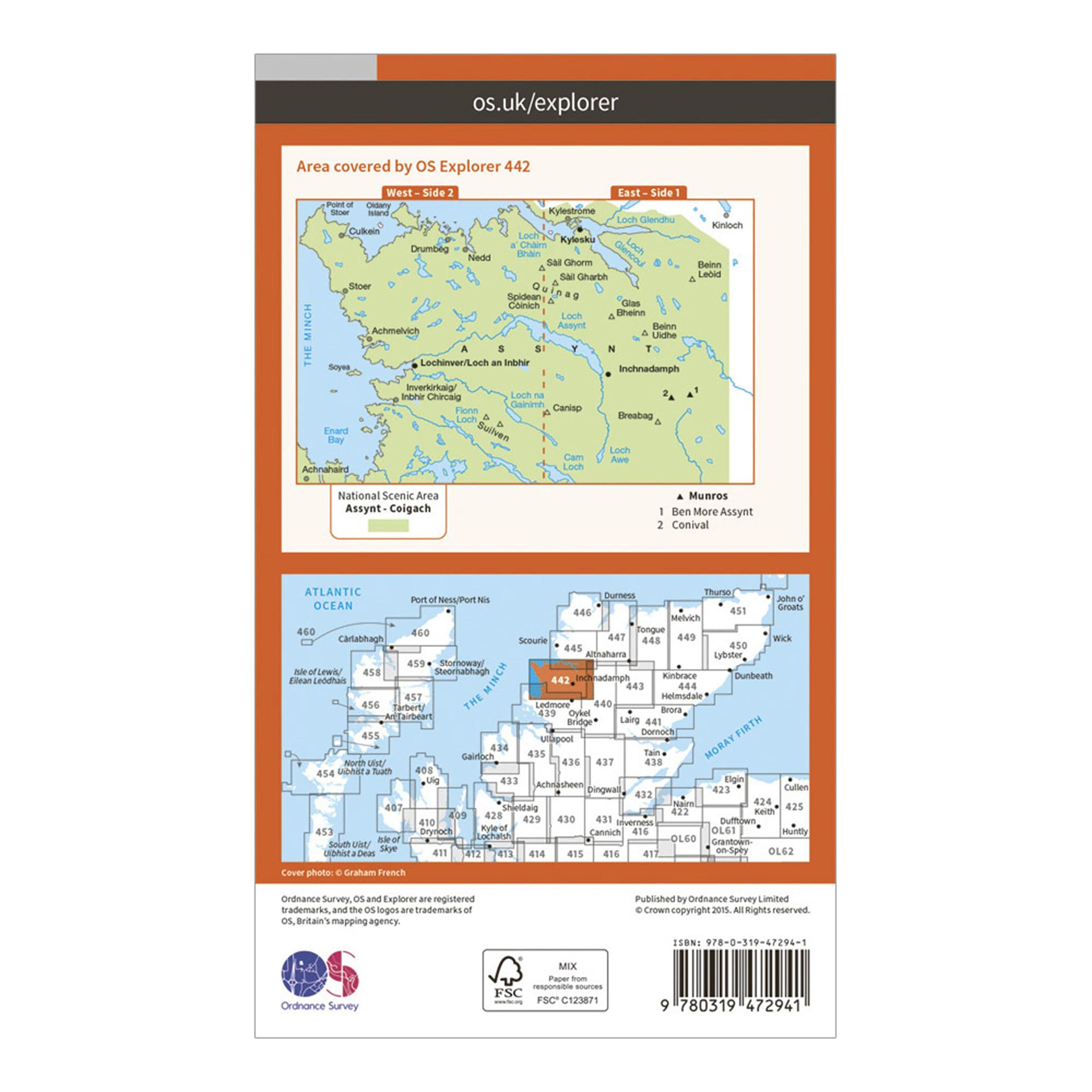 Explorer Active 442 Assynt & Lochinver Map with Digital Version