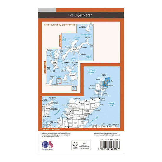 Explorer Active 465 Orkney - Sanday, Eday, North Ronaldsay & Stronsay Map With Digital Version