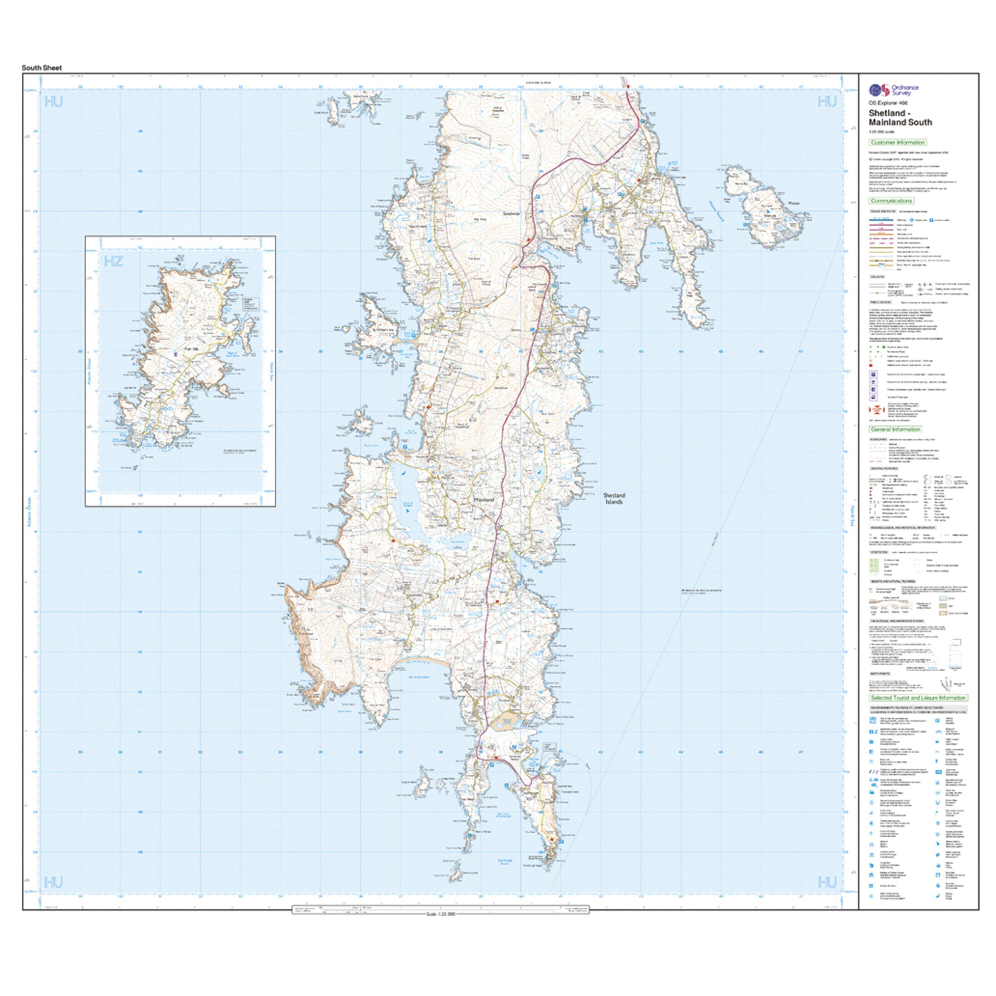 Explorer Active 466 Shetland - Mainland South Map With Digital Version