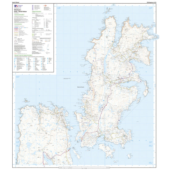 Explorer Active 470 Shetland - Unst, Yell & Fetlar Map With Digital Version