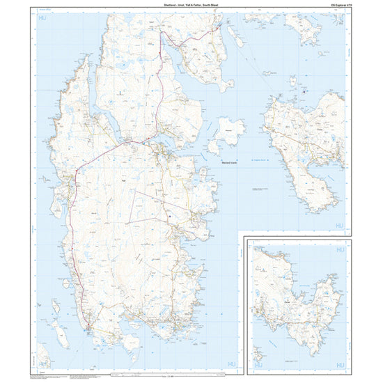 Explorer Active 470 Shetland - Unst, Yell & Fetlar Map With Digital Version