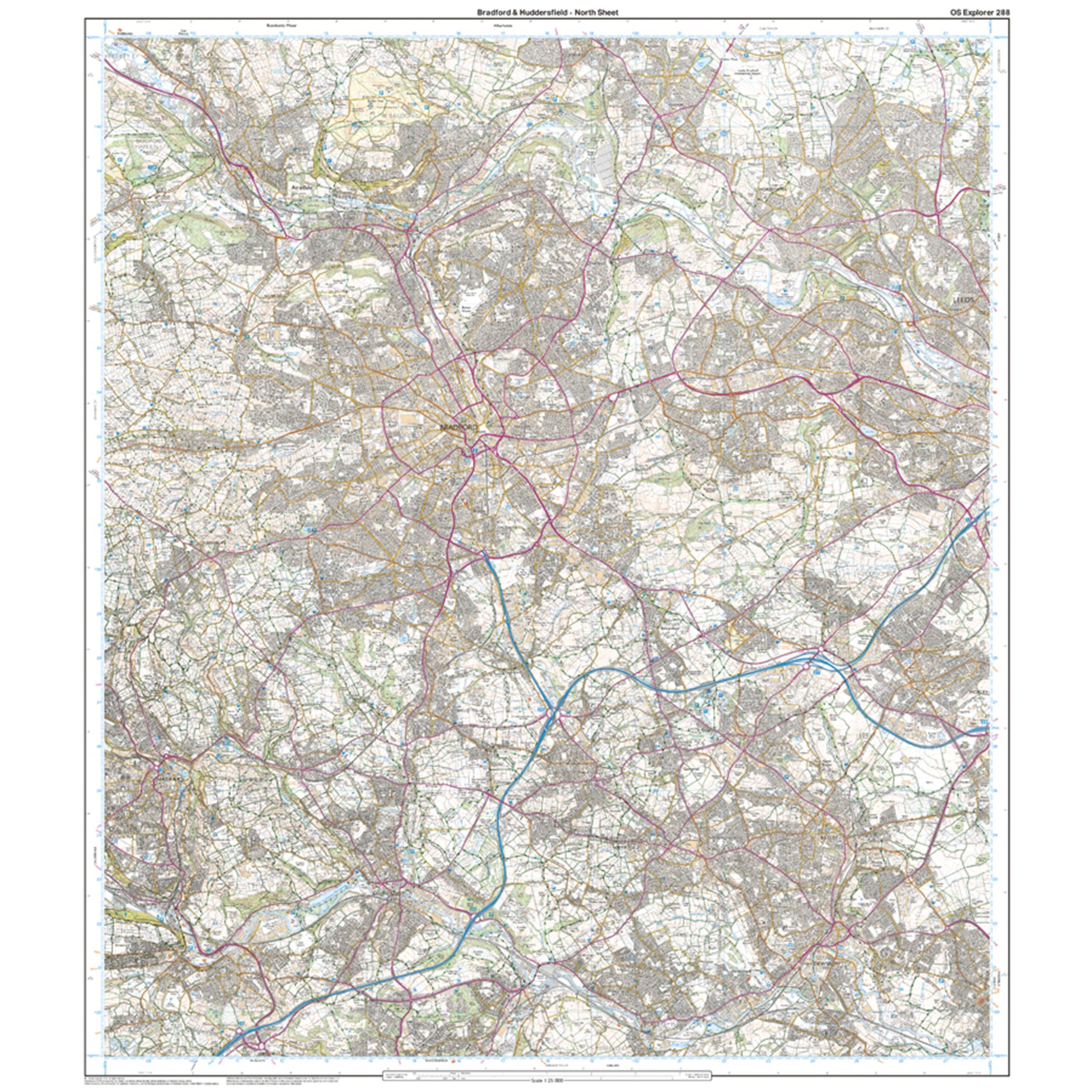 Explorer 288 Bradford & Huddersfield Map With Digital Version