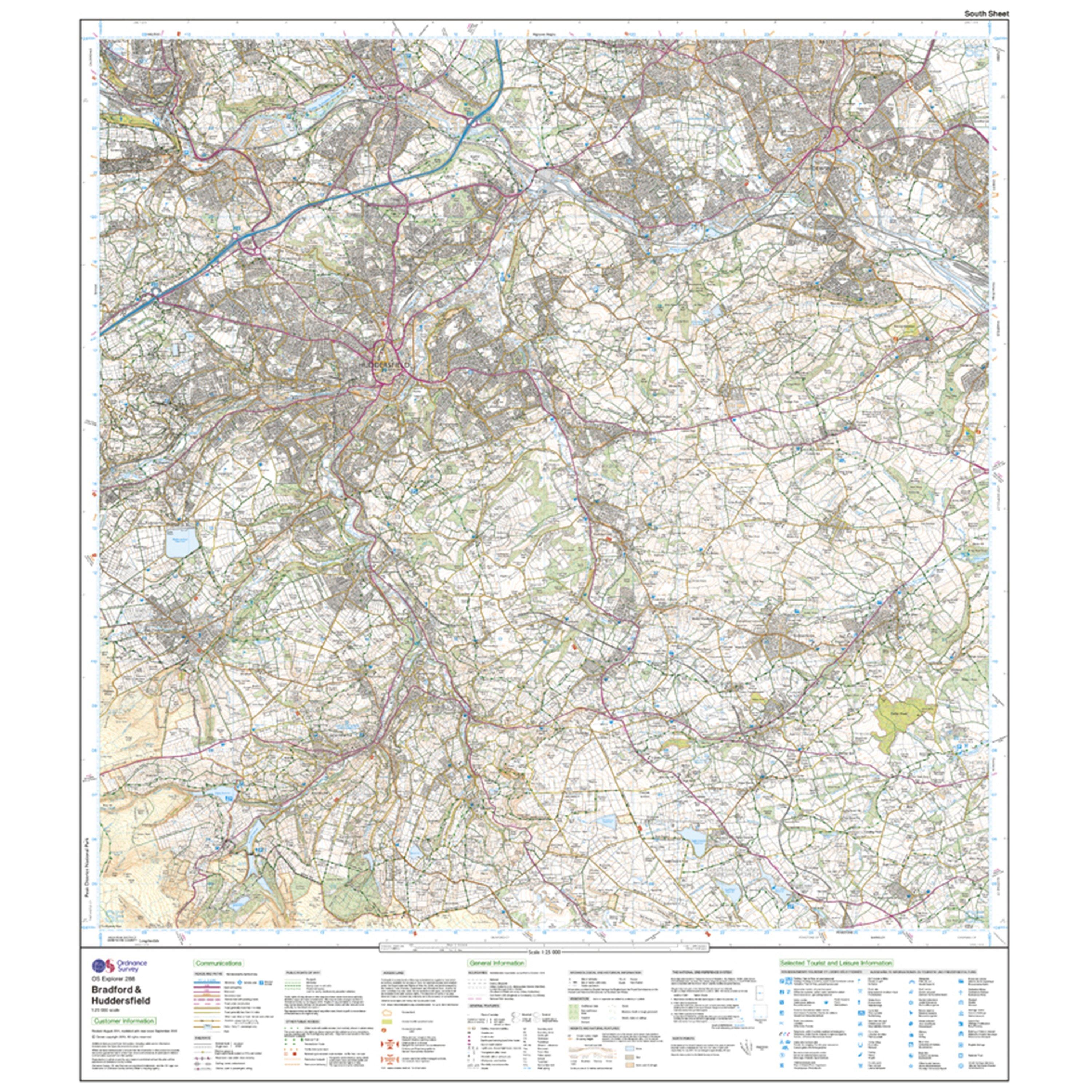 Explorer 288 Bradford & Huddersfield Map With Digital Version