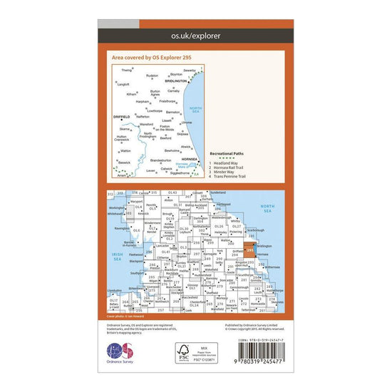 Explorer 295 Bridlington, Driffield & Hornsea Map With Digital Version