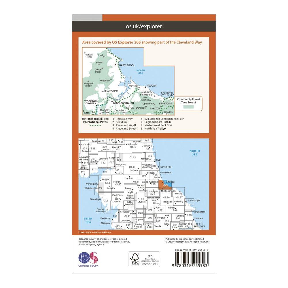 Explorer 306 Middlesbrough & Hartlepool Map With Digital Version