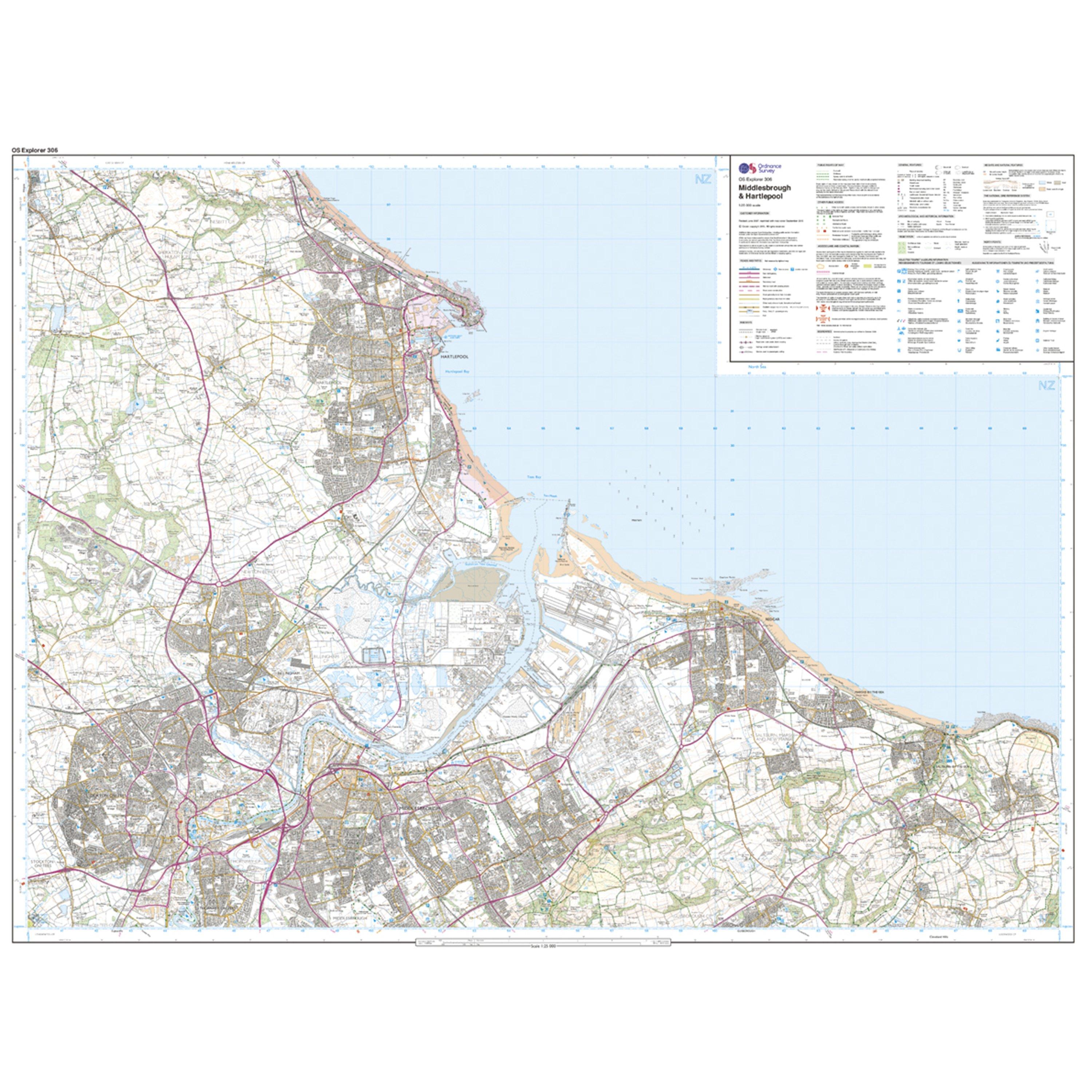Explorer 306 Middlesbrough & Hartlepool Map With Digital Version