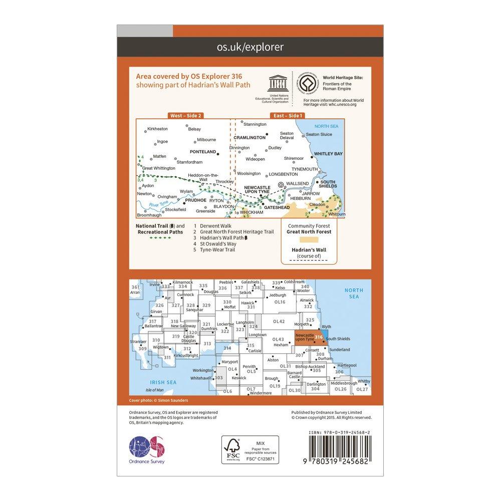 Explorer 316 Newcastle upon Tyne Map With Digital Version