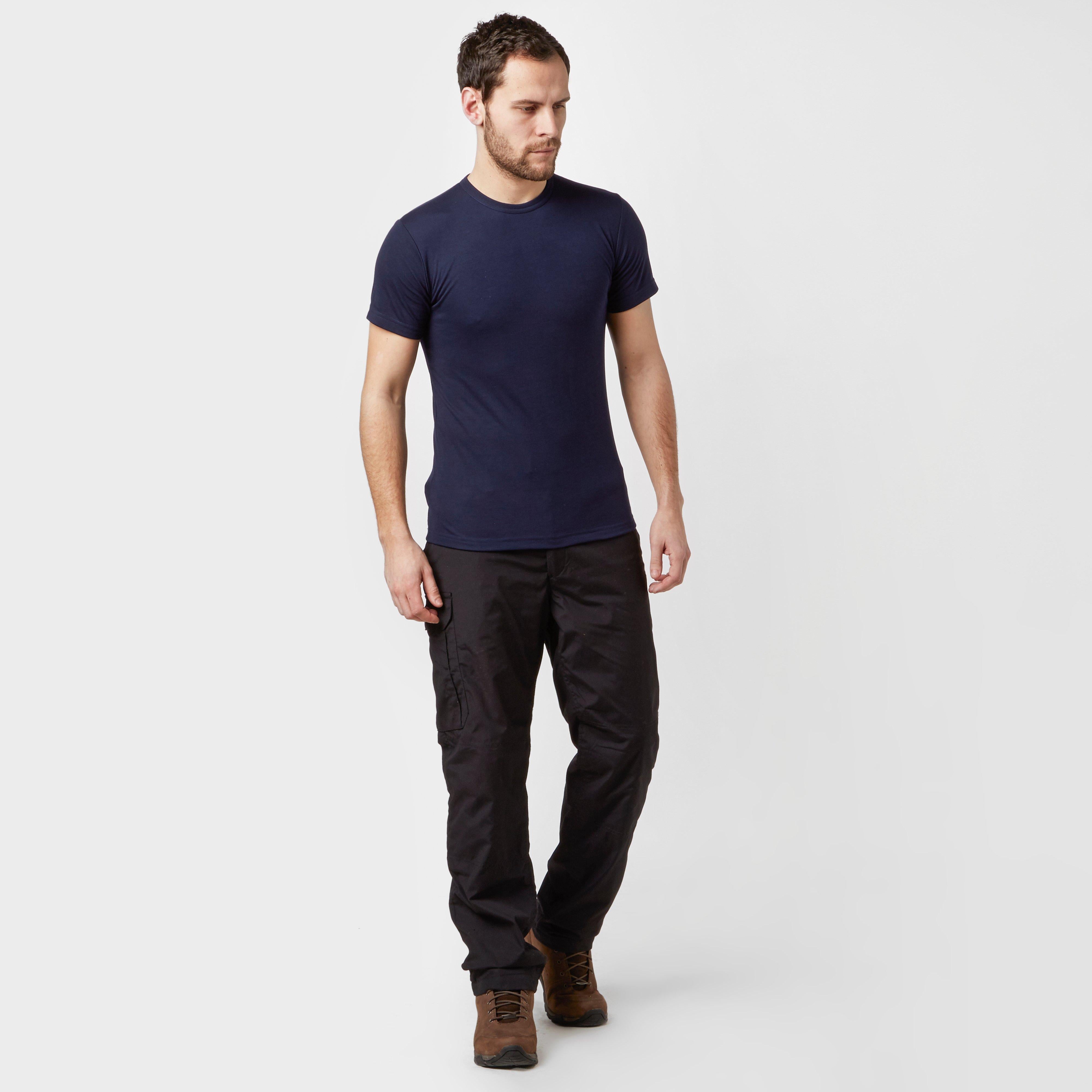 Mens Short Sleeved Thermal Crew Neck Top Navy