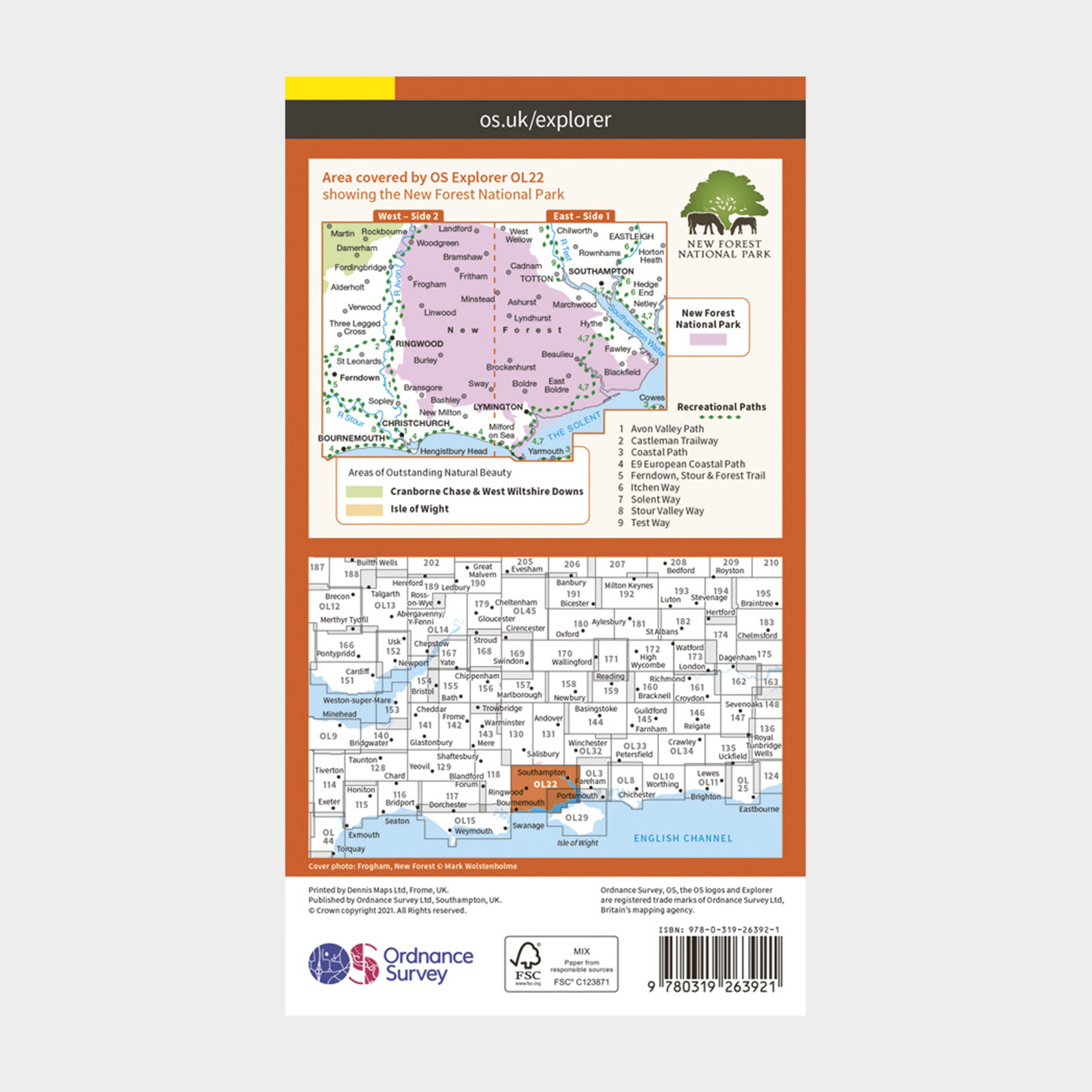 Explorer OL22 New Forest Map With Digital Version