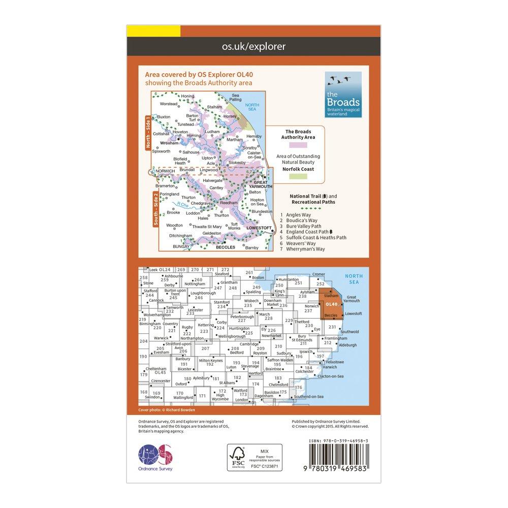 Explorer Active OL40 The Broads Map With Digital Version