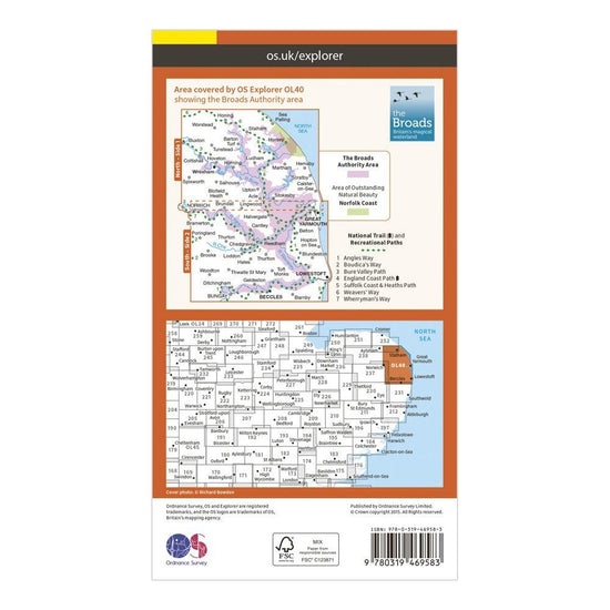 Explorer Active OL40 The Broads Map With Digital Version