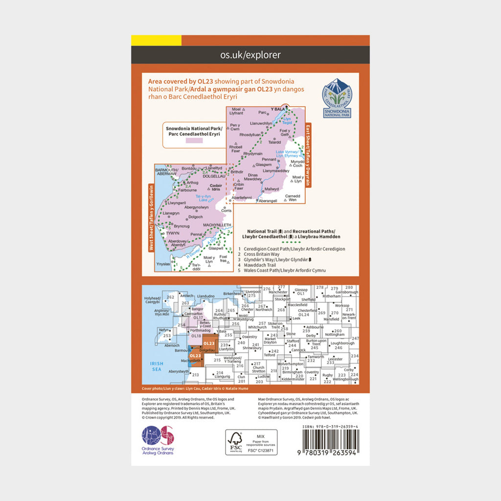 Explorer OL23 Cadair Idris & Llyn Tegid Map With Digital Version