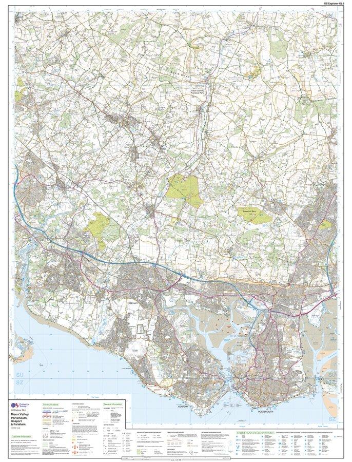 Explorer OL3 Meon Valley, Portsmouth, Gosport and Fareham Map With Digital Version