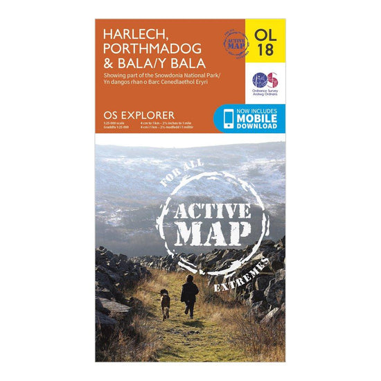 Explorer Active OL18  Harlech, Porthmadog & Bala Map With Digital Version