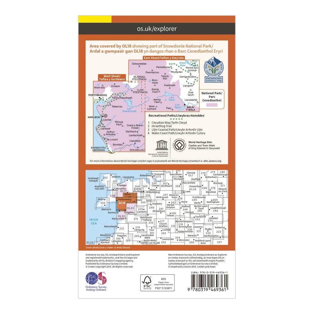 Explorer Active OL18  Harlech, Porthmadog & Bala Map With Digital Version