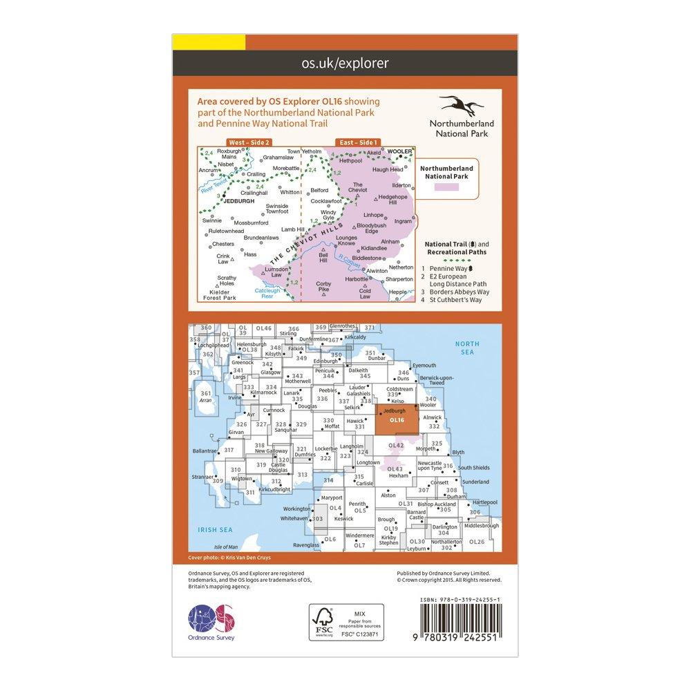 Explorer OL16 The Cheviot Hills Map With Digital Version