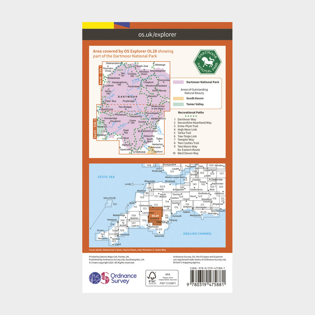 Explorer Active OL28 Dartmoor Map With Digital Version