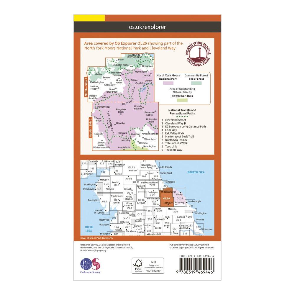 Explorer Active OL26 North York Moors - Western Area Map With Digital Version