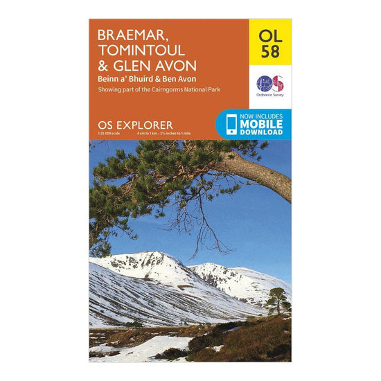 Explorer OL58 Braemar, Tomintoul & Glen Avon Map With Digital Version