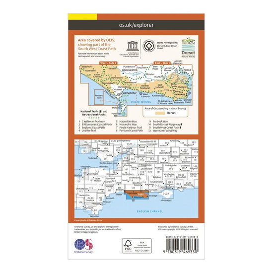 Explorer Active OL15 Purbeck & South Dorset Map With Digital Version