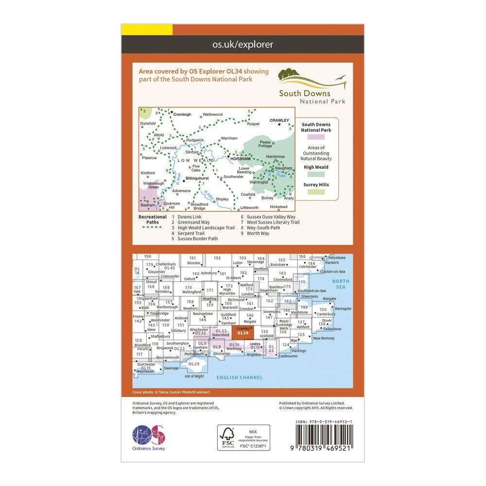 Explorer Active OL34 Crawley & Horsham Map With Digital Version