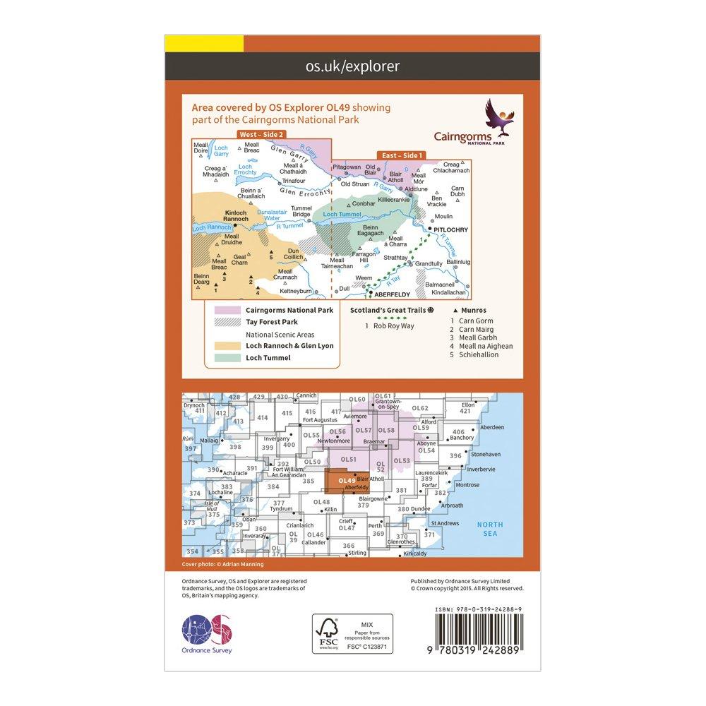 Explorer OL49 Pitlochry & Loch Tummel Map With Digital Version