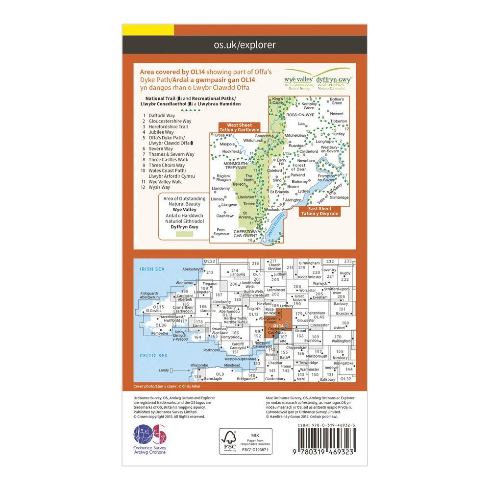 Explorer Active OL14 Wye Valley & Forest of Dean Map With Digital Version