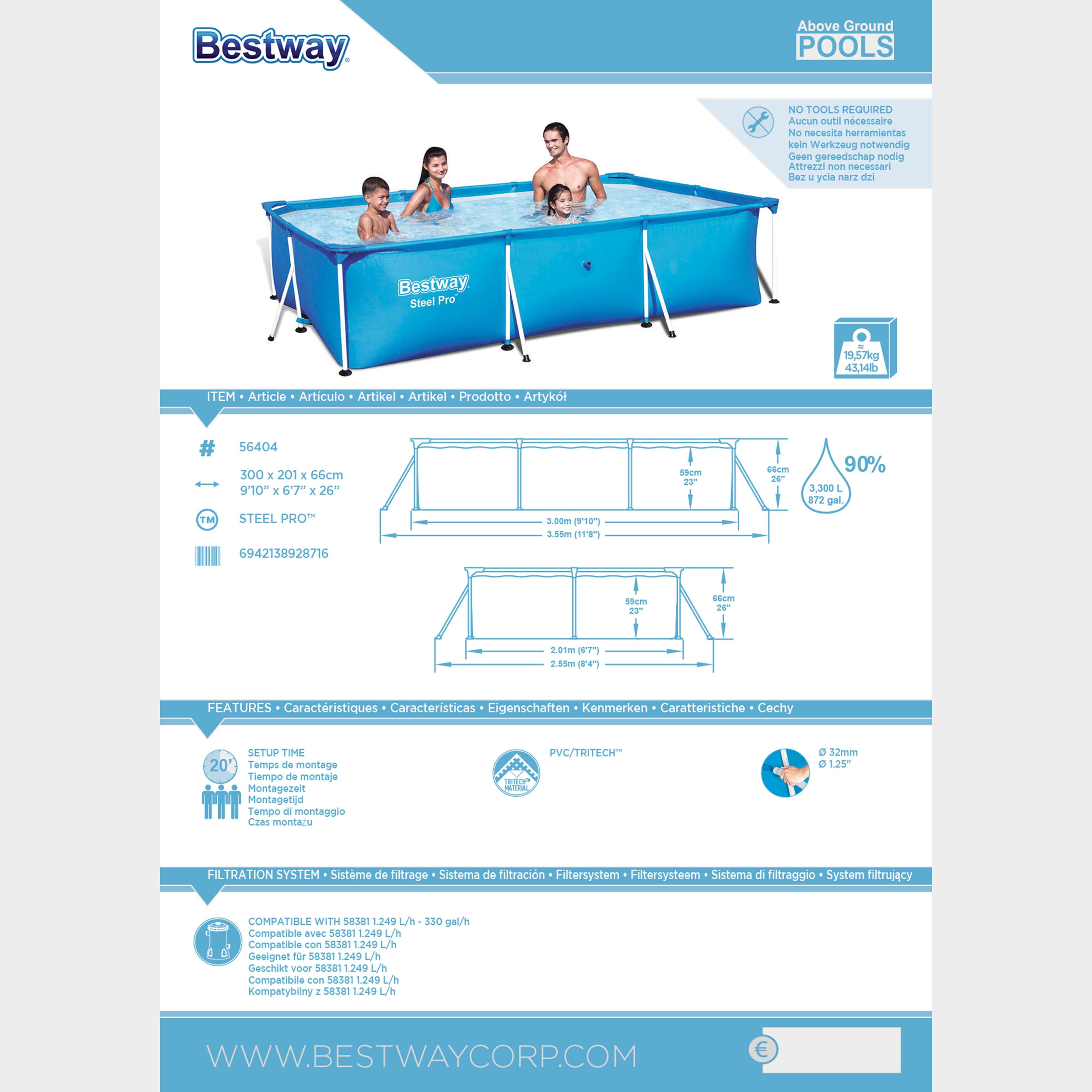 Steel Pro Rectangular Pool 3,300 Litres