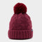 Chunky Knit Bobble Hat Wine