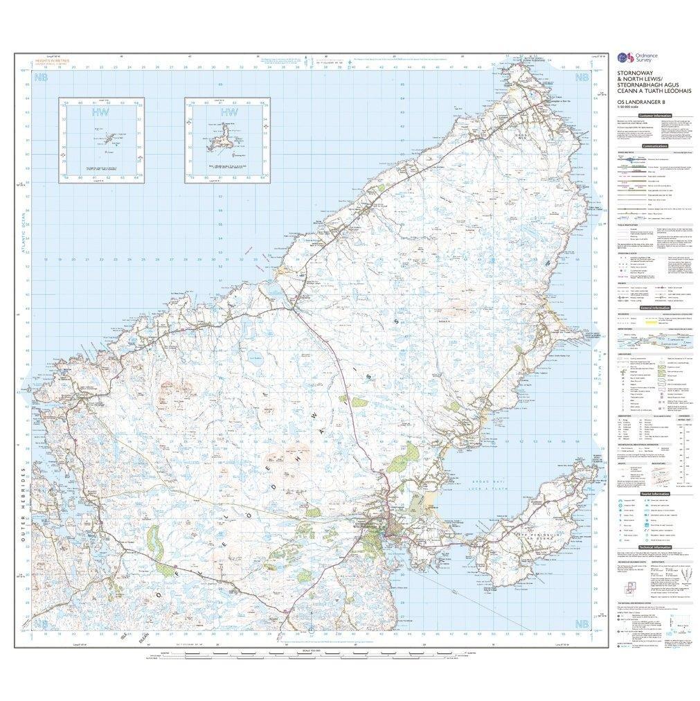 Landranger 8 Stornaway & North Lewis Map With Digital Version