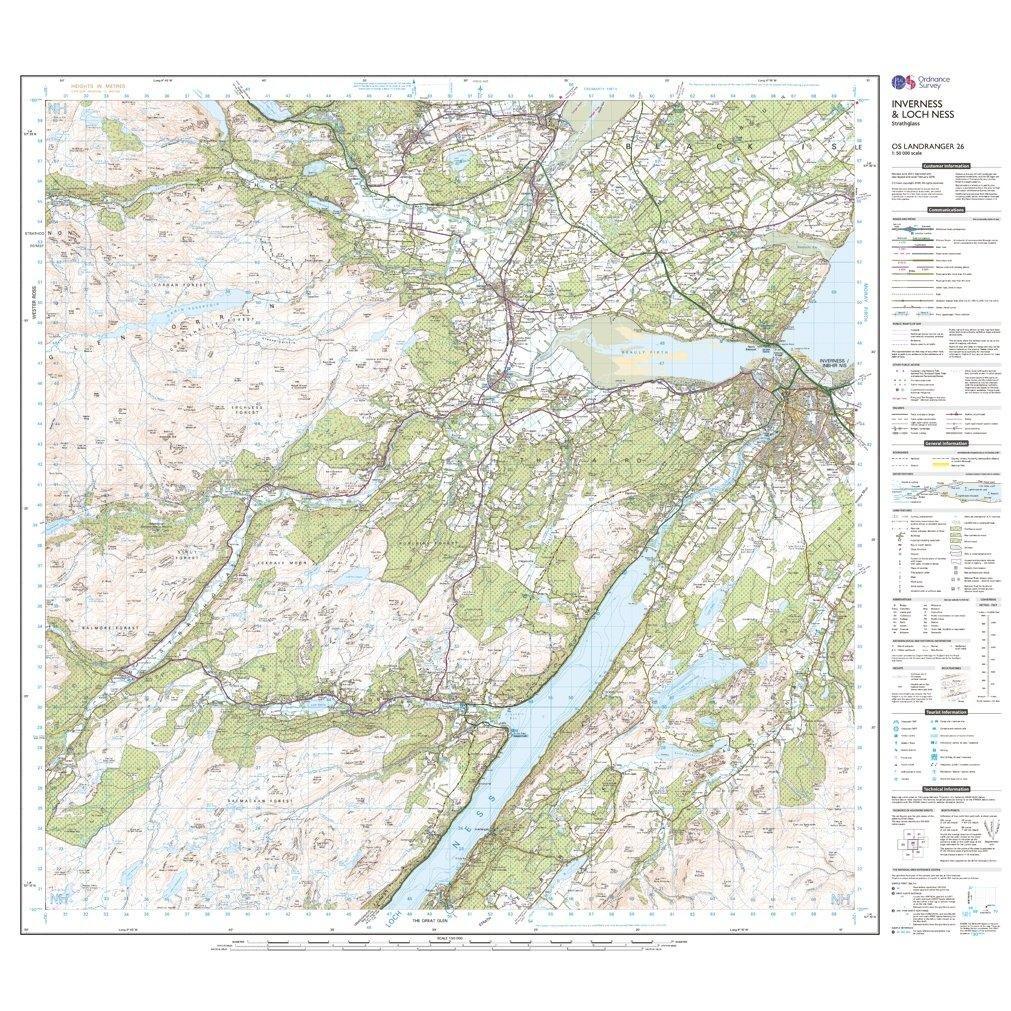 Landranger 26 Inverness & Loch Ness, Strathglass Map With Digital Version