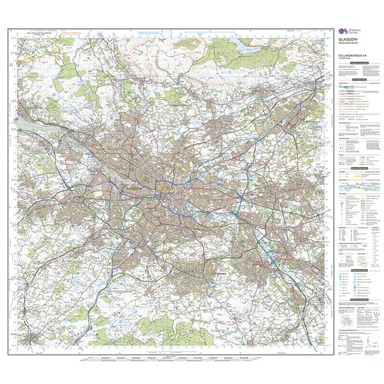 Landranger Active 64 Glasgow, Motherwell & Airdrie Map With Digital Version