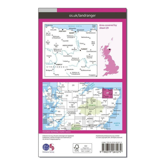 Landranger 29 Banff & Huntly, Portsoy & Turriff Map With Digital Version
