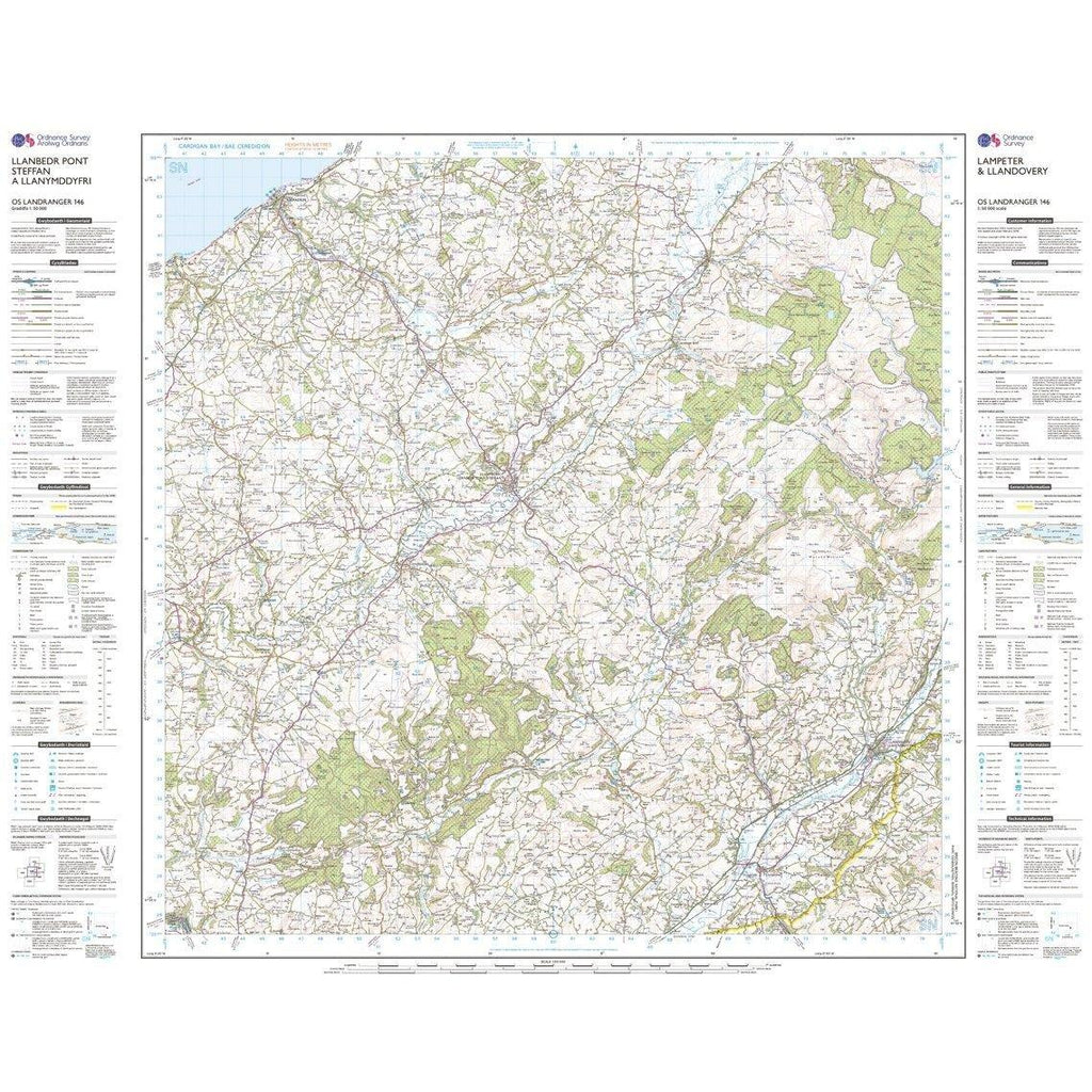 Landranger 146 Lampeter & Llandovery Map With Digital Version