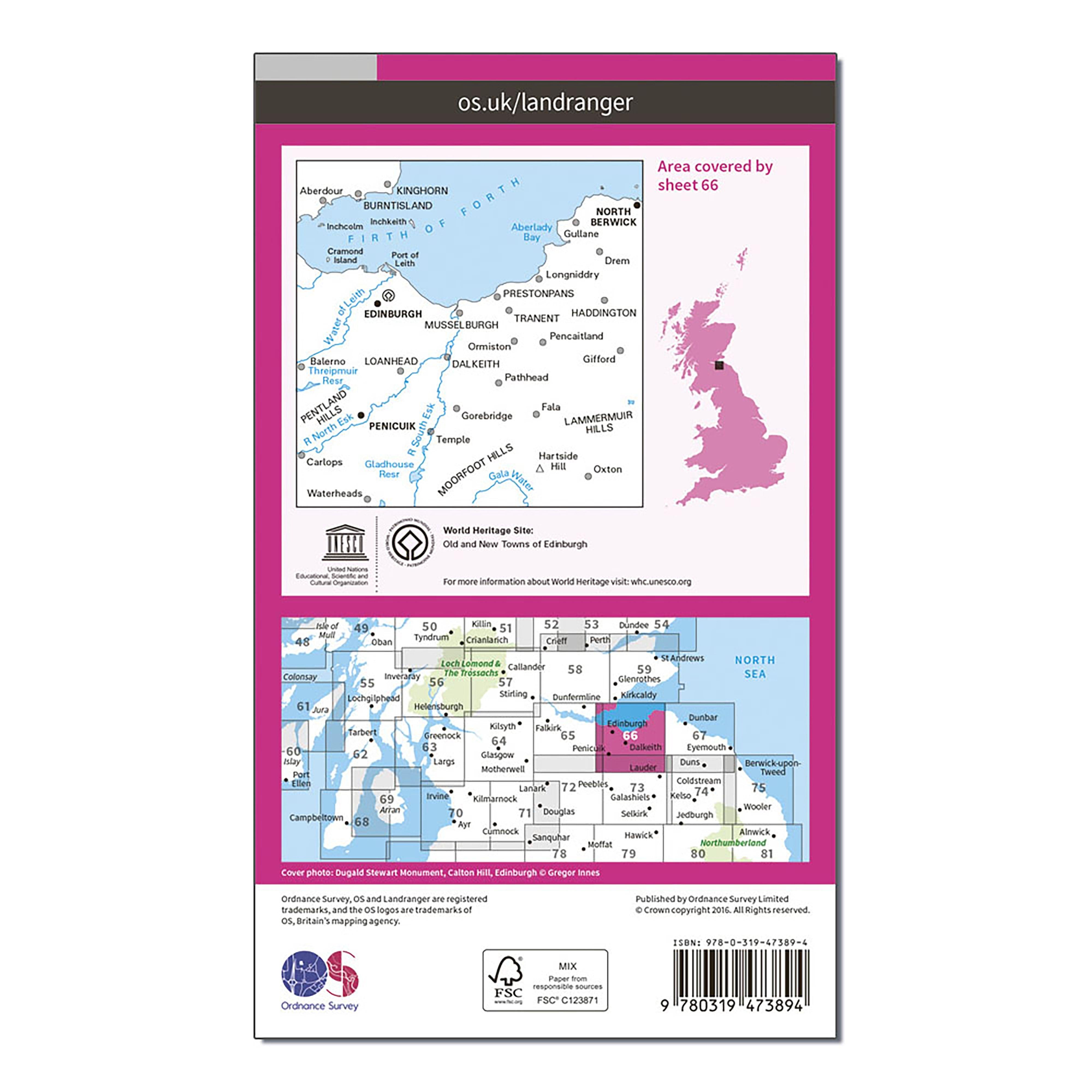 Landranger Active 66 Edinburgh, Penicuik & North Berwick Map With Digital Version