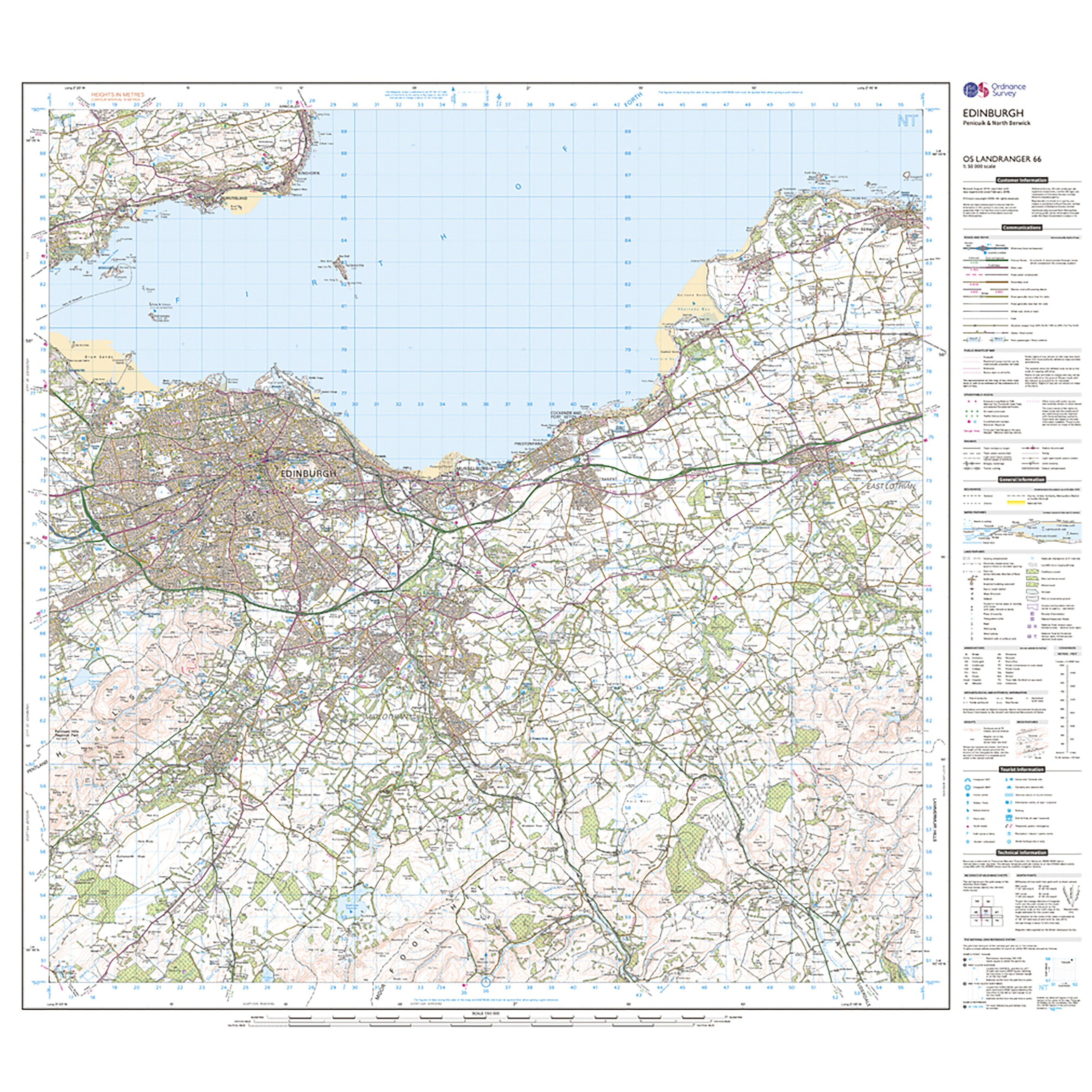 Landranger Active 66 Edinburgh, Penicuik & North Berwick Map With Digital Version