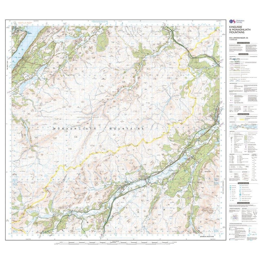Landranger 35 Kingussie & Monadhliath Mountains Map