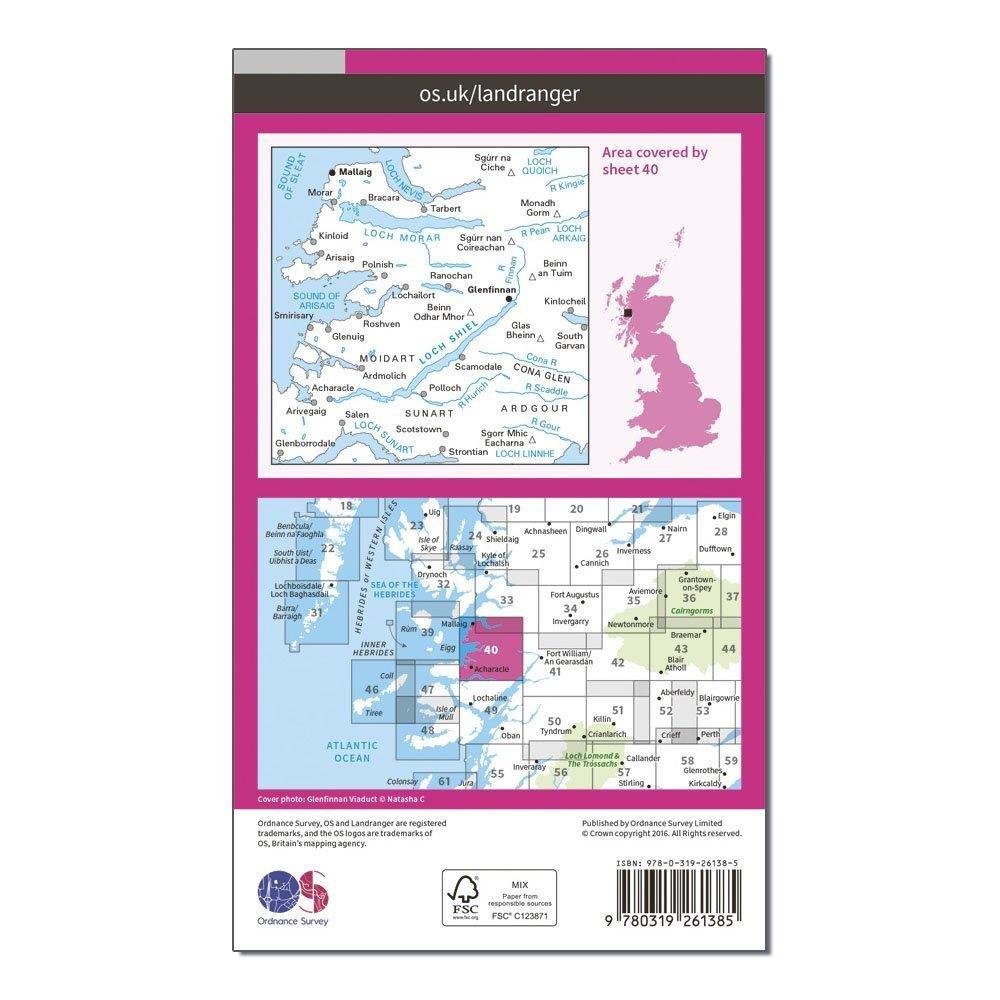 Landranger 40 Mallaig & Glenfinnan, Loch Shiel Map With Digital Version