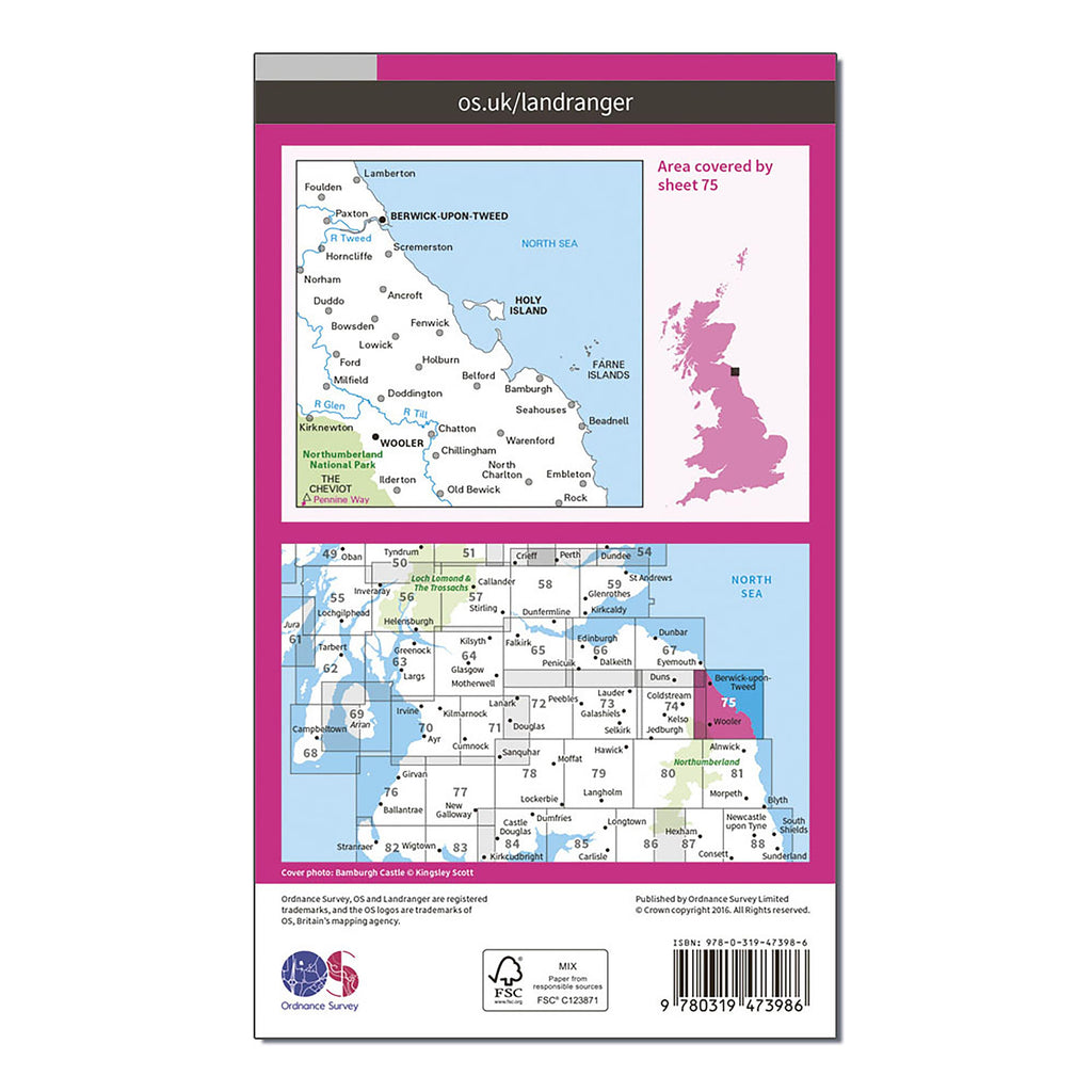 Landranger Active 75 Berwick-upon-Tweed Map With Digital Version