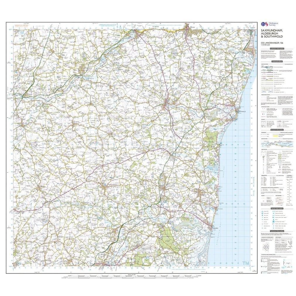 Landranger 156 Saxmundham, Aldeburgh & Southwold Map With Digital Version