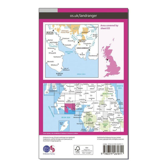 Landranger 83 Newton Stewart & Kirkcudbright, Gatehouse of Fleet Map With Digital Version
