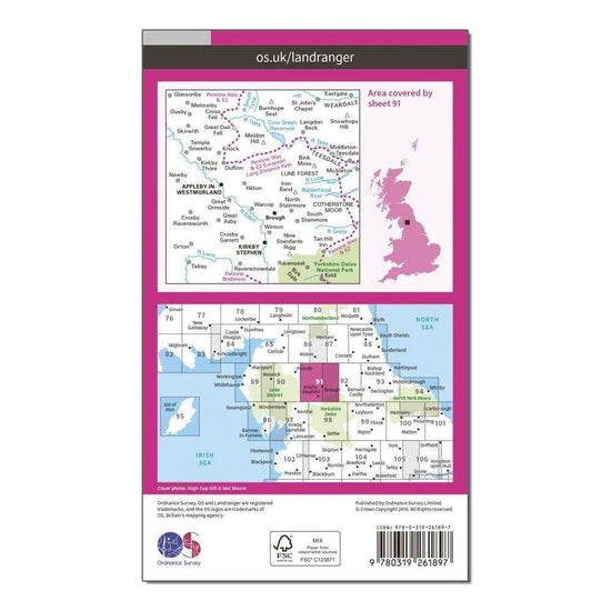 Landranger 91 Appleby-in-Westmorland Map With Digital Version