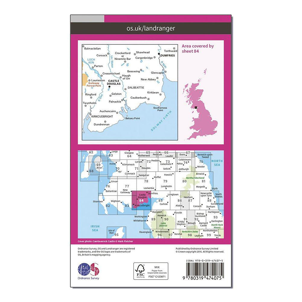 Landranger Active 84 Dumfries & Castle Douglas Map With Digital Version